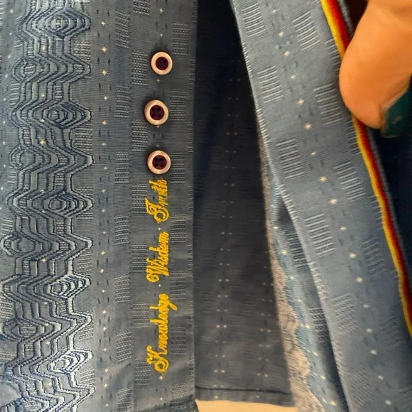 Robert Graham Fully Embroidered Light Blue Designer Dress Shirt Mens 2XLT TALL - Picture 10 of 16